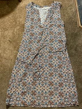 LOFT Paisley Print Sleeveless Top - Blue & Orange & Tan
